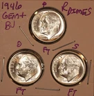 1946 P D S  Roosevelt Dimes GEM+ BU ALL FULL BANDS LUSTER! 460376