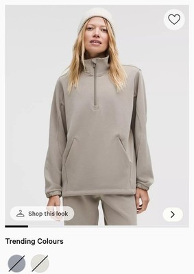 Lululemon Softstreme Oversized Half-Zip Sweatshirt Beige Mock Neck S Women