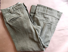 1970's Men's Green Bell Bottom Pants Jeans Hemmed Talon Zipper 34X26