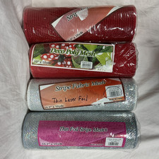 Lot of 4 Various Stripe  Poly Deco Mesh 10" x 10 Yards Waterproof NEW Ribbon