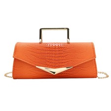 Women Vegan Leather Evening Handbag Crocodile Pattern Handle Clutch Purse Cro...