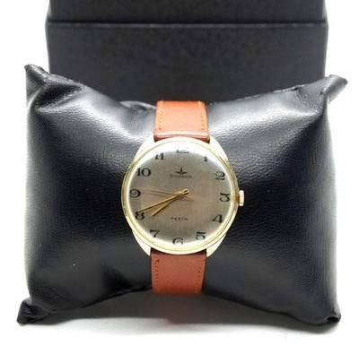 RARE VINTAGE DUGENA FESTA GERMAN MEN WRIST Watch 1960's GOLD PLATED EXC WORKS