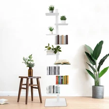 9-Tier Metal Bookcase Book Organizer Rotating Spine Bookshelf Book Tower