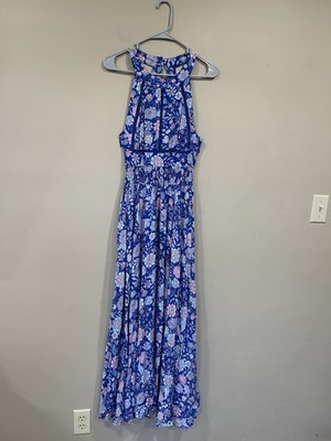 New Abel The Label Floral Maxi Dress in Blue and Pink Size Medium