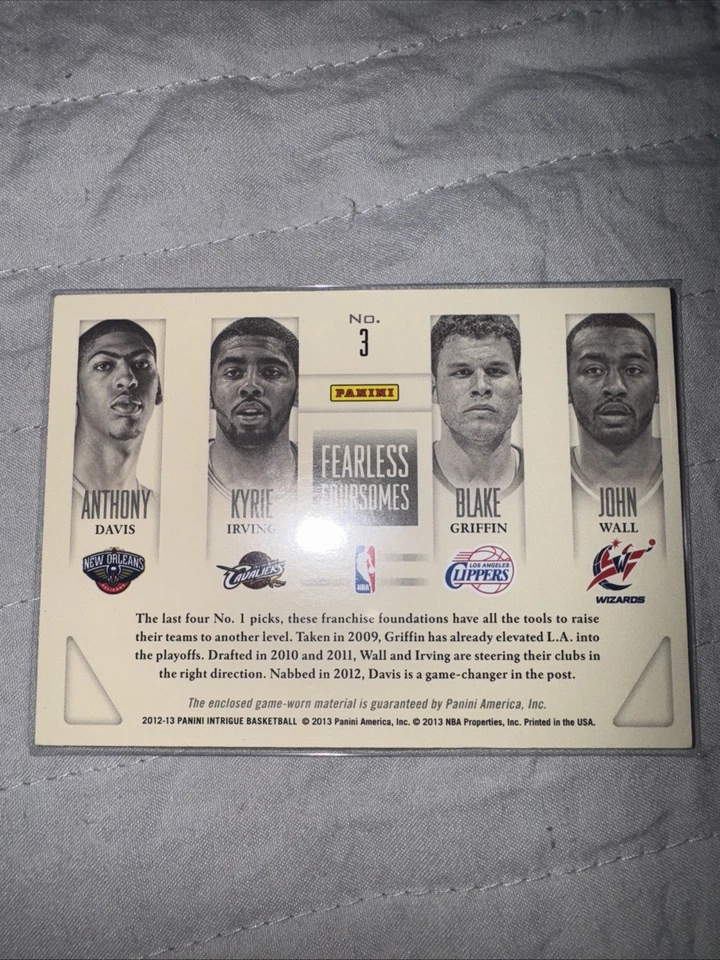 2012 Panini  - Fearless Foursomes Anthony Davis, Kyrie Irving, Blake Griffin RC - Image 2 of 2