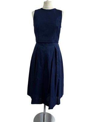 J Crew Navy 2 piece Set Matching Sleeveless Top and Midi Skirt Size 6 BNWT