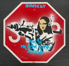 Rarissimo dipinto cartello stradale stencil spray originale Banksy 2013