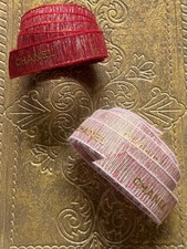 Chanel Authentic 4 Yards Gift Wrap Ribbon 2 Yards Red Gold And 2 Yards Pink Gold