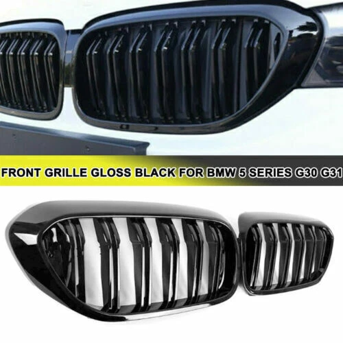 Gloss Black Front Kidney Grille Grill For BMW G30 G31 5-Series 530i 540i 2017-20 - Imagem 2 de 4