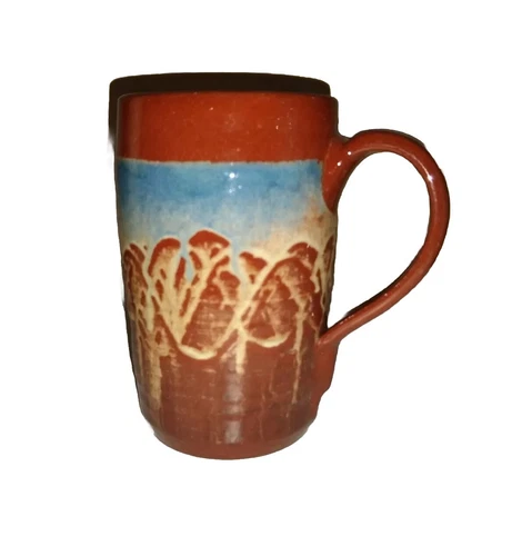 Handmade Redware Pottery Coffee Mug Cup Signed G. A. Johnstone Calgoma, Canada
