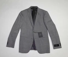 $598 NEW John Varvatos Notch Lapel 36R Grey Sharkskin Wool Separates Jacket 