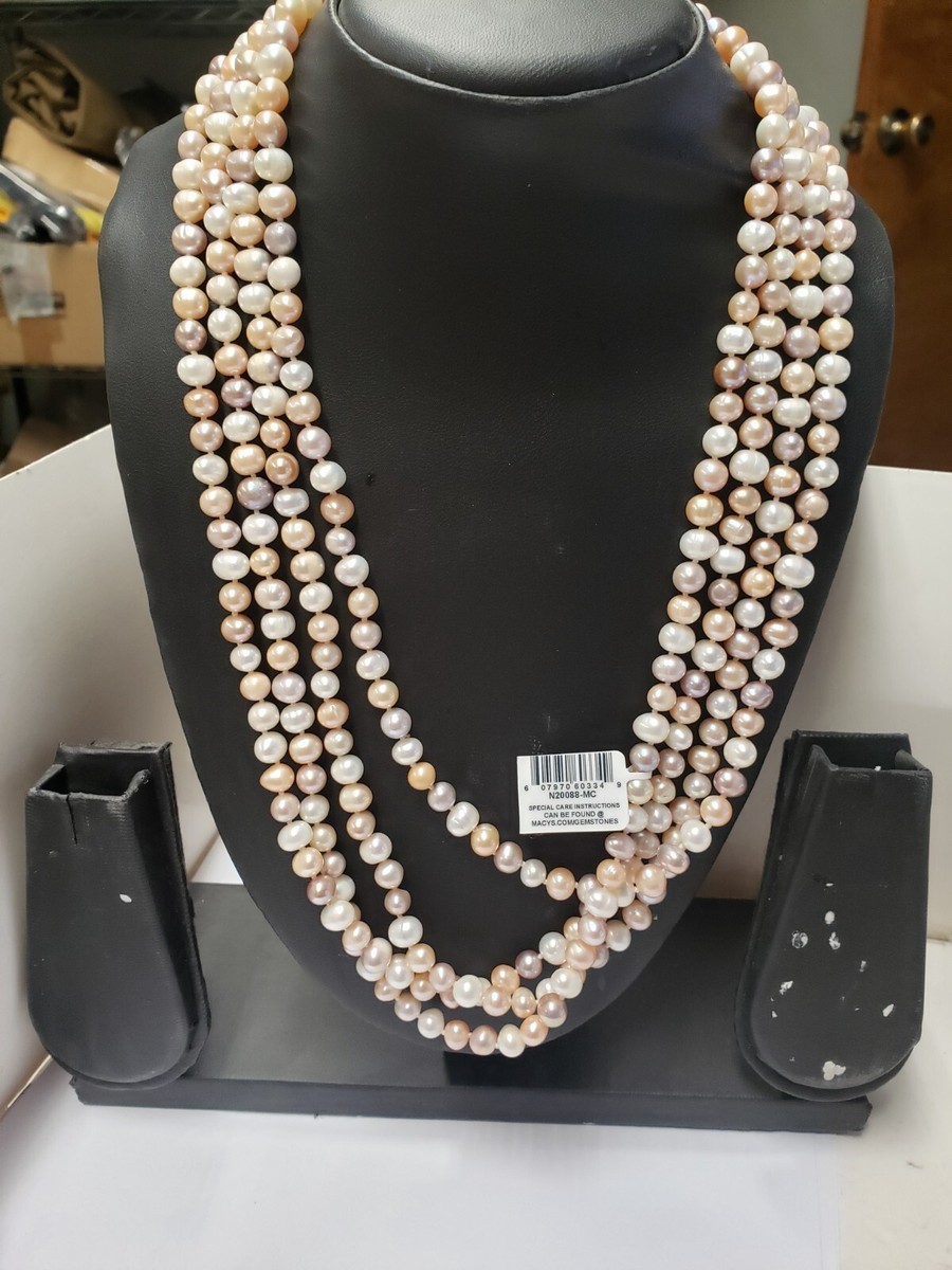 White Cultured Freshwater Pearl Bar Necklace with Antique Bead Sterling Silver - Made in the USA White Cultured Freshwater Pearl Bar Necklace with Antique Bead Sterling Silver - Made in the USA