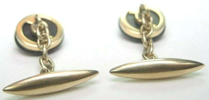 Gemelos antiguos Art Deco diamante ónix negro oro amarillo 17k .12CTTW Foto 3 de 4