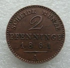 German States Prussia 2 Pfennig 1861 A Copper Coin S4