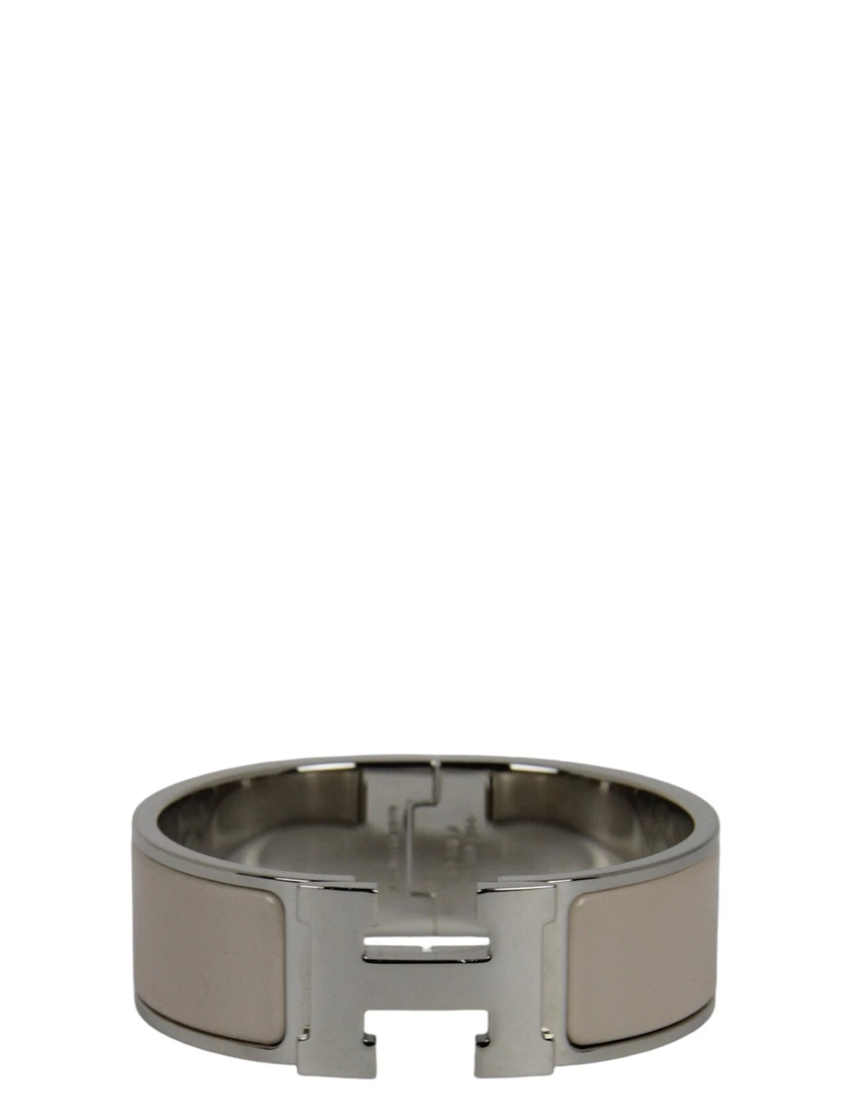 HERMÈS Bracciale Hermes Marron Glace Smalto Palladio Largo H Clic Clac Tg PM