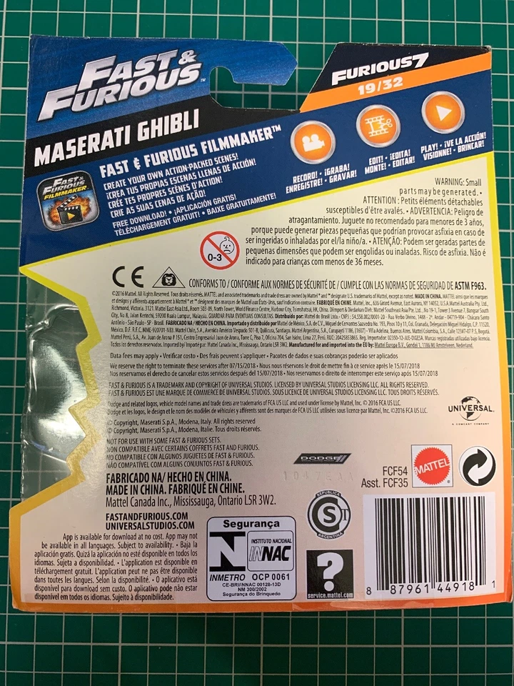 Maserati Ghibli Fast and Furious Die Cast Model No 19 New and Unopened - Image 2 of 2