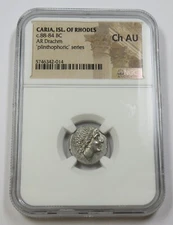 88-84 BC NGC Ancients CHOICE AU | CARIA ISLE OF RHODES - AR Drachm #34346A