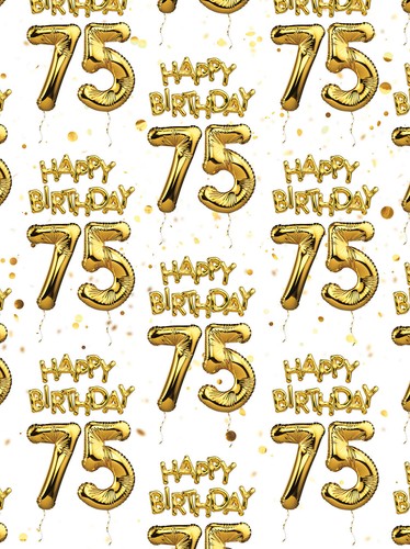 Geschenkpapier 75. Geburtstag weiß | Goldfolie Effekt Geburtstag Geschenkpapier - Bild 3 von 7