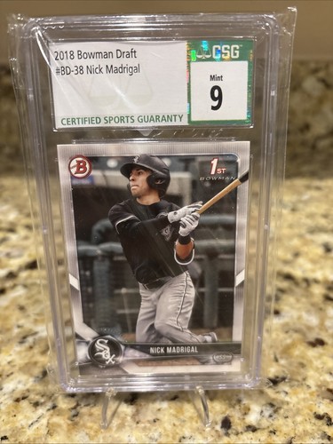 2018 Bowman Draft Chrome Nick Madrigal-Batting BDC38 CSG 9 Bowman 1st White Sox