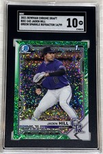 2021 Bowman Chrome 1st Jaden Hill Green Speckle Refractor  /99 SGC 10