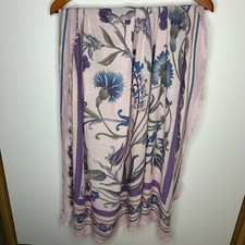Symphony Scarf 100 Rayon Purple Gold Floral Made In Italy  45"x45" Square