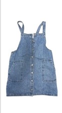 Vintage Y2k Tommy Hilfiger Jean Denim Overalls Jumper Button Front Pocket Dress