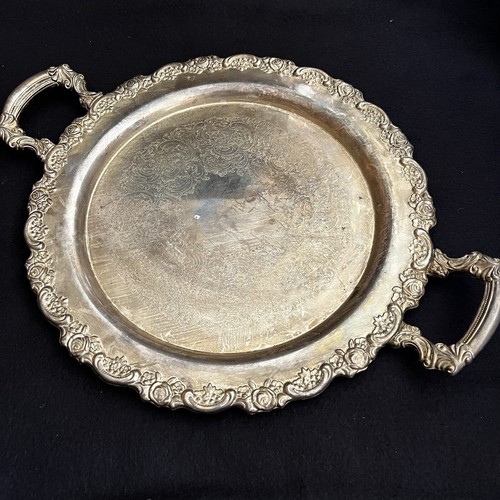 Vintage Silver Plated Round 15” Tray with Handles - Picture 17 of 18