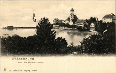 Old postcard AK WASSERBURG a. Lake Constance seen from the Hotel Springer GERMANY (866063)