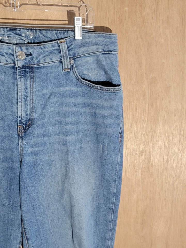 Seven7 Jeans Mujer Talla 16W Marilyn Boyfriend Desgastado Elástico Deshilachado Dobladillo Azul Foto 3 de 4