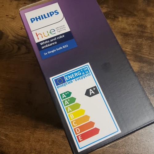Philips Hue B22 Blanco y Color Ambiente Paquete Doble 806 Lúmenes Nuevo Nuevo en Caja Paquete de 2 - Imagen 7 de 8