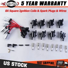 For Chevy GMC 4.8L 5.3L 6.0L Ignition Coils & 8x Spark Plugs & Wires 8Pack UF262