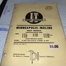 I & T Tractor Manual MM-19 Minneapolis-Moline GVI, G705-G1350 Free Ship