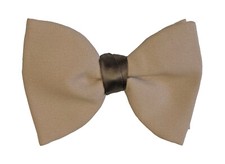 Vintage Tan Light Brown Bow Tie 1970's Oversized Large Butterfly Clip On