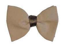 Vintage Tan Light Brown Bow Tie 1970's Oversized Large Butterfly Clip On
