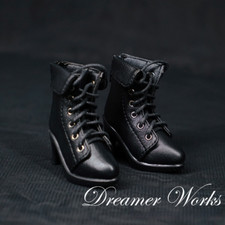 Black Pointed-toe Leather Shoes High Heeled Boots for 1/4MSD 1/3SD BJD Doll LUTS
