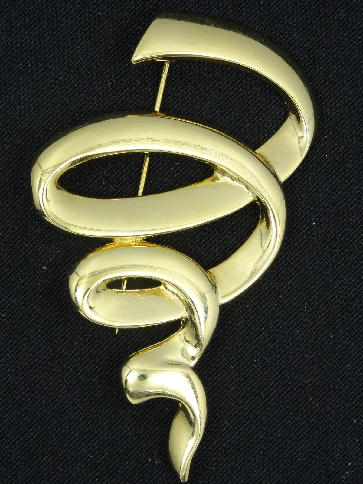 VINTAGE 80's JJ JONETTE DESIGNER INSPIRED GOLD TONE SWIRL PIN BROOCH ~  3.25" | eBay