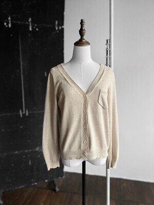 A.P.C. Rue Madame Paris Damen Beige Baumwolle Leinen Langarm Strickjacke Größ...