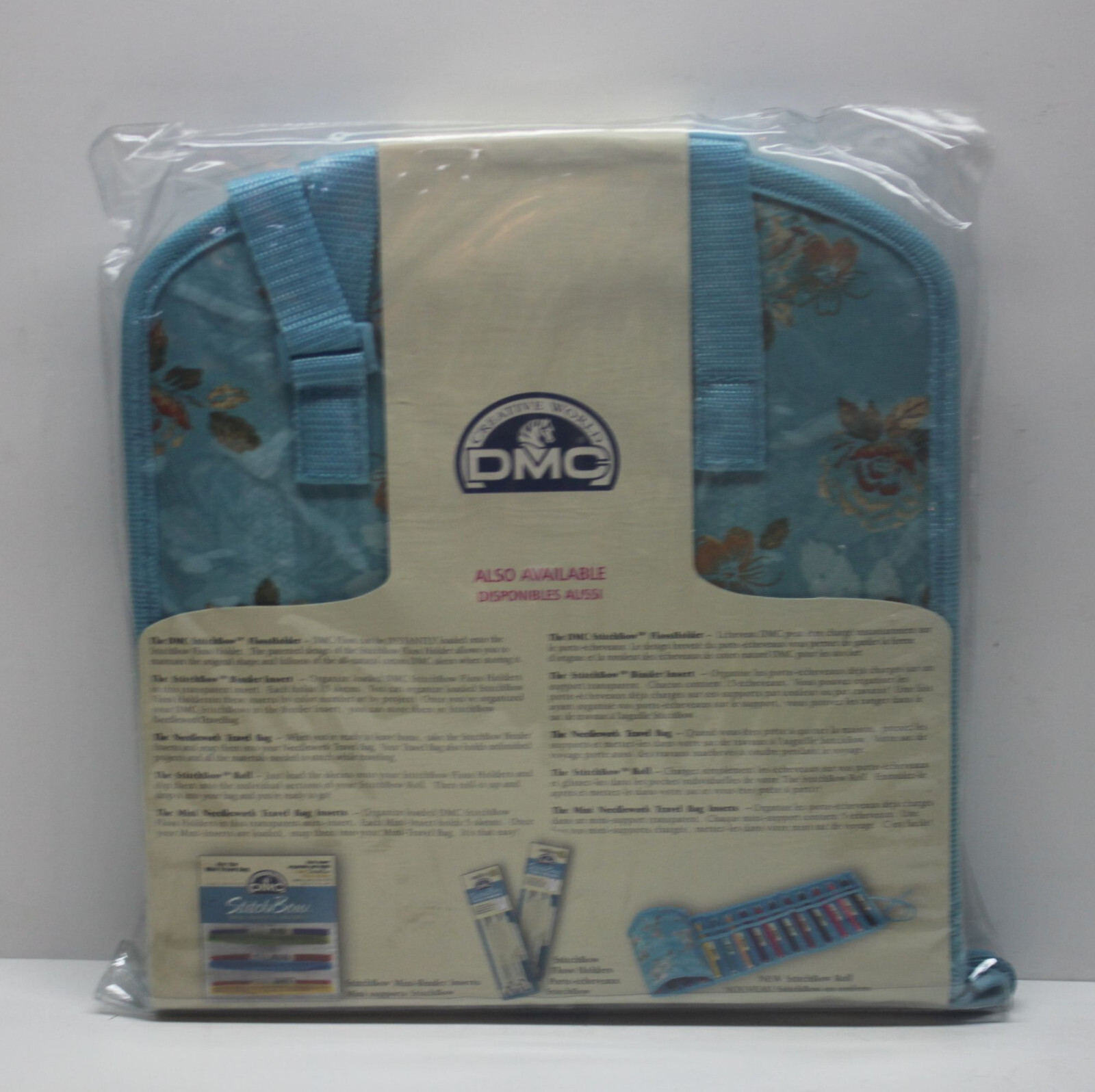 DMC Stitchbow Mini Needlework Organizer Travel Bag, Blue Floral Print