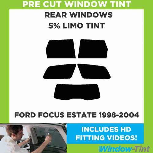 Pre Cut Window Tint for Ford Focus Estate 1998-04 5% Limo Black Rear Car Film - Picture 2 of 10