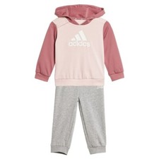 ADIDAS CB FT JOG TUTA COMPLETA CON CAPPUCCIO BAMBINA IZ4960 ROSA GRIGIO COTONE