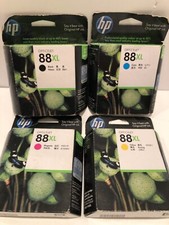 Genuine HP 88 XL Black Cyan Yellow Magenta Lot of 4 OEM Ink Cartridges EXPIRED