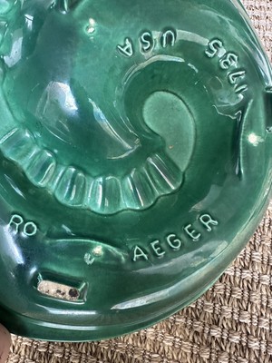 米国ビンテージ60s★500 フェスティバル HONORED★エナメル七宝製 Vintage Mcm Glazed Ceramic Ashtray Royal Haeger Blue Green