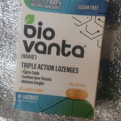 Biovanta Triple Action Lemon & Honey Lozenges 24 Sugar Free Non-Drowsy Natural
