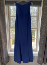 Azazie Rogue Royal Blue Mermaid Crepe Sleeveless Bridesmaid Dress Size 16