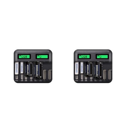  2 Pack Ladestation Mehrere Geräte Usb Ladegeräte Batteriehalter Aa