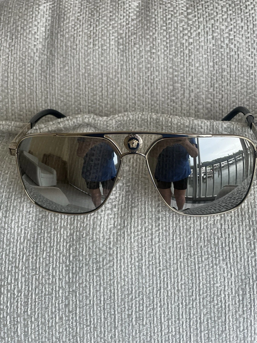 Versace Mirrored Cat Eye Sunglasses Crystal Studded Aviator Silver Frame Versace Men main image 4