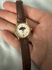 Timex Quartz Moon Phase Wristwatch Vintage Brown Leather Running