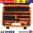 50X 3/8" Drive Impact Socket Set Ratchet Wrench Metric SAE Deep Short Sockets