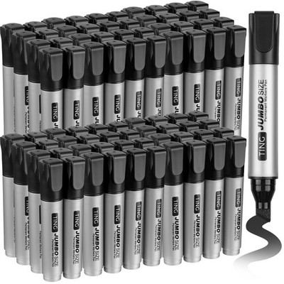 Cholemy 80 Pcs Jumbo Permanent Markers Bulk Large 1 Count (Pack of 80), Black 