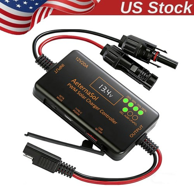 #ad 20A 12V PWM Solar Charge Controller LCD Display for RV Boat Off Grid System NEW $14.49